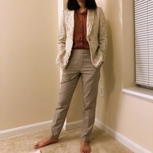 PETITE FRINGE TWEED SHAWL COLLAR JACKET